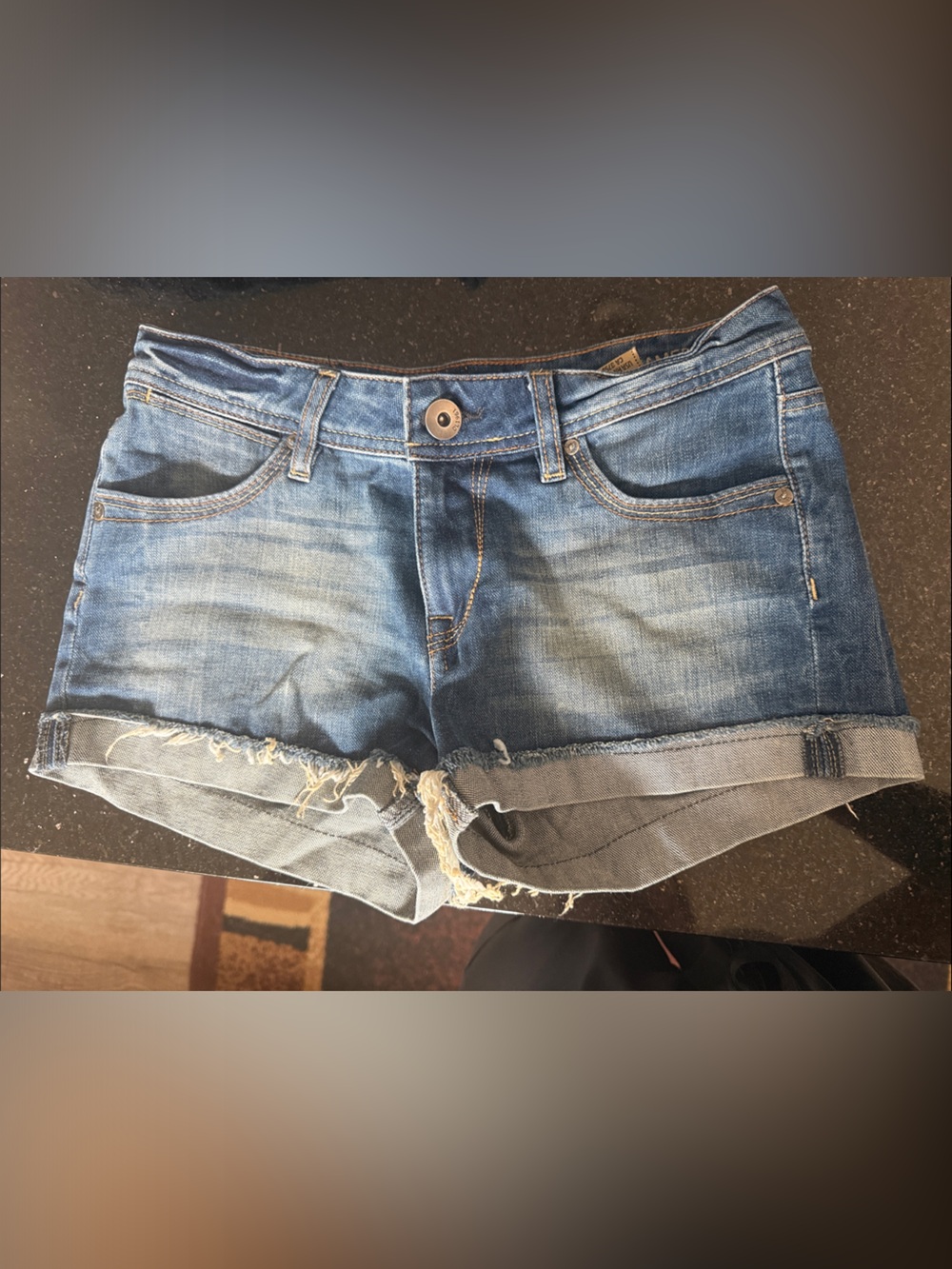 DL1961 Blue Denim Rolled Hem Distressed Women’s Shorts